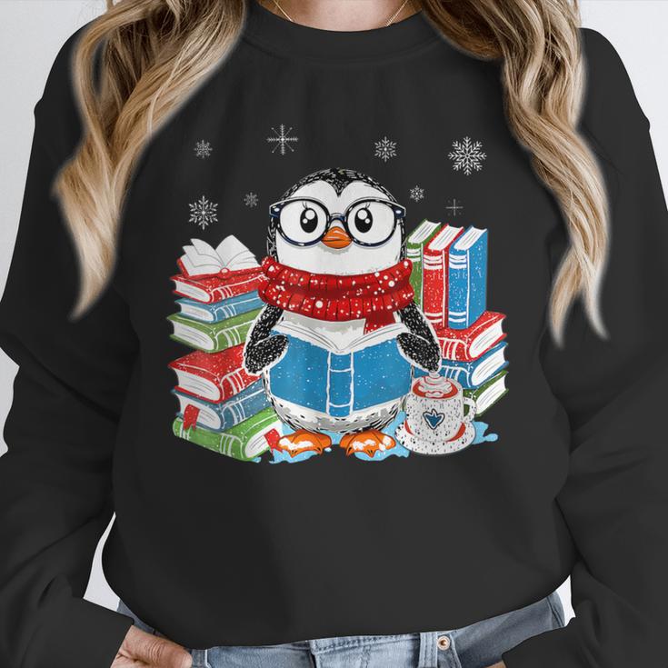 Cute Christmas A Penguin Reading Book Snowflake Hot Teacher Unisex Sweatshirt
