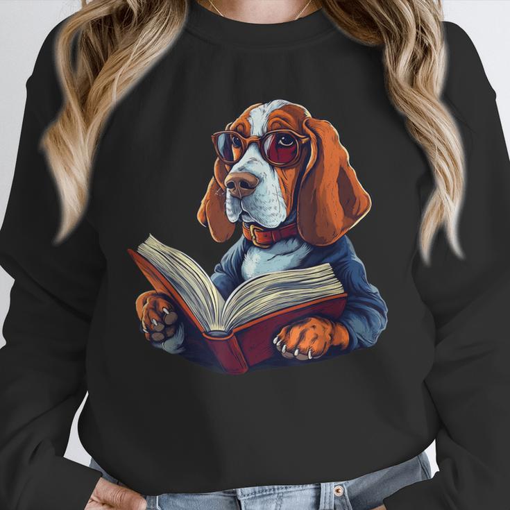 Cute Dog Basset Hound Reading Book Unisex Sweatshirt
