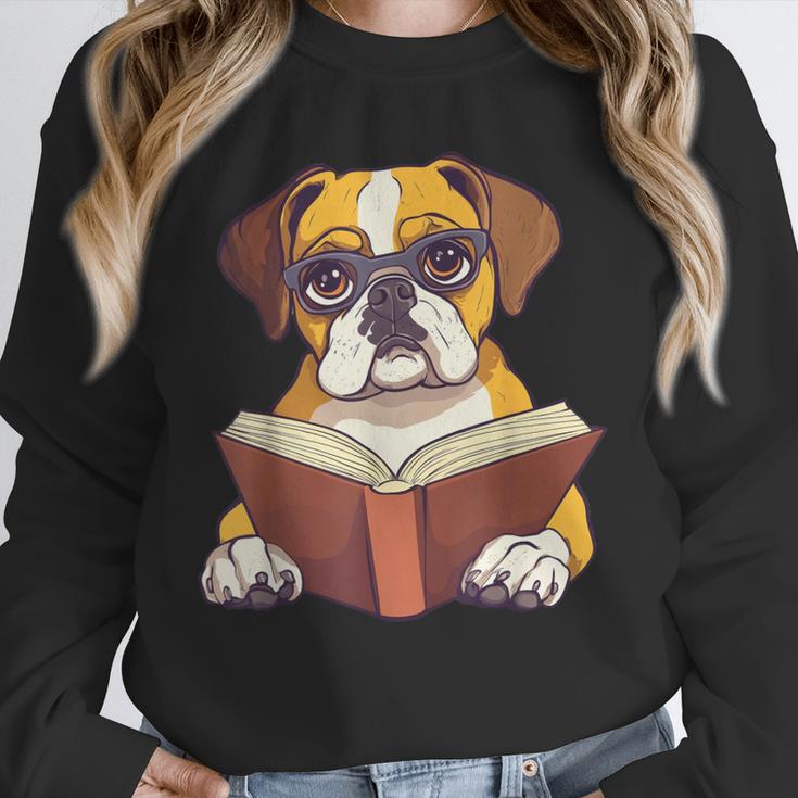 Cute Dog Boxer Reading Book Unisex Sweatshirt