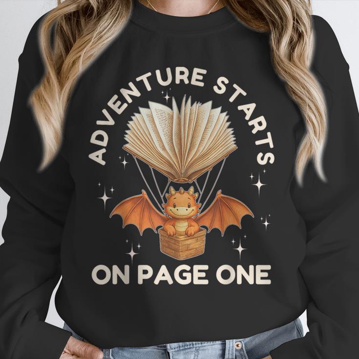 Cute Dragon Book Hot Air Balloon Adventure Fantasy Reading Unisex Sweatshirt