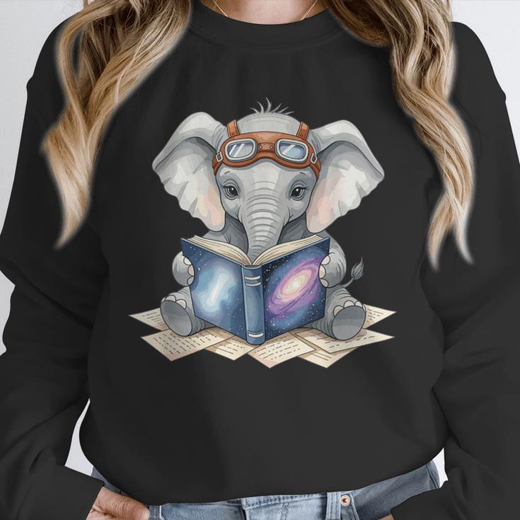 Cute Elephant Reading Universe Book Unisex Sweatshirt Cute Elephant Reading Universe Book Unisex Sweatshirt