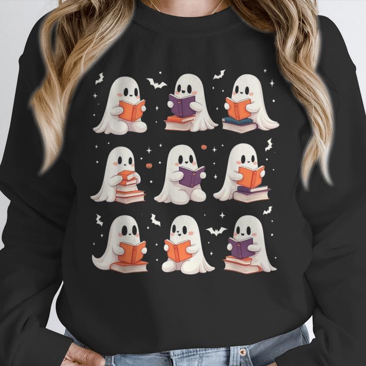 Cute Ghost Reading Book Lovers Halloween Ghost Unisex Sweatshirt