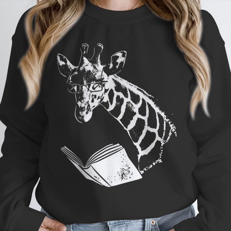 Cute Giraffe Wear Glasses Reading Book Librarian Bookworm Unisex Sweatshirt