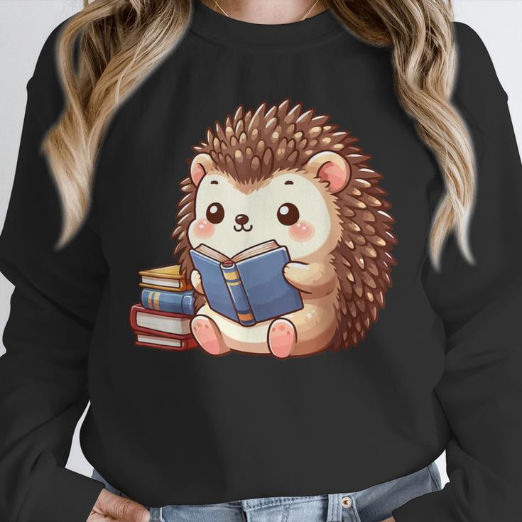 Cute Hedgehog Book Lover Readers Animal Reading Unisex Sweatshirt