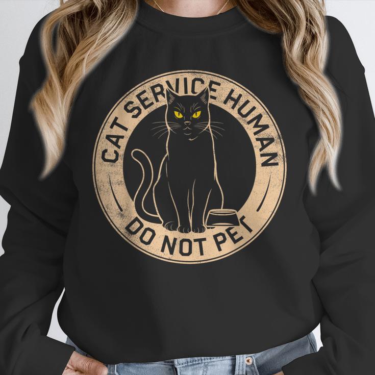 Cute Introvert Cat Service Human Do Not Pet Cat Joke Unisex Sweatshirt
