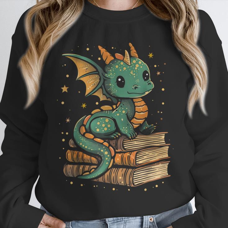 Cute Kawaii Dragon Fantasy Book Lover Book Nerd Unisex Sweatshirt