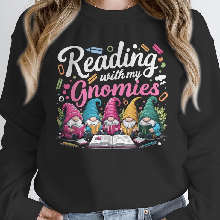 Cute Reading With My Gnomies Gnome Book Bookworm Lover Unisex Sweatshirt