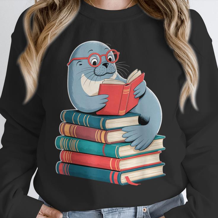 Cute Reading Seal On Books Book Lover Unisex Sweatshirt