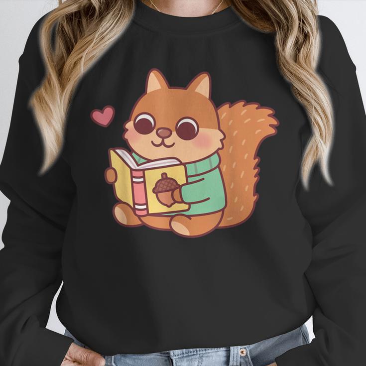 Cute Squirrel Reading A Book Lovers Anime Kawaii Women Kids Unisex Sweatshirt