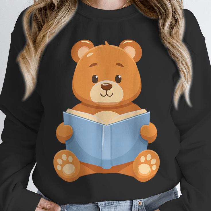 Cute Teddy Bear Reading Book Adorable For Readers Unisex Sweatshirt
