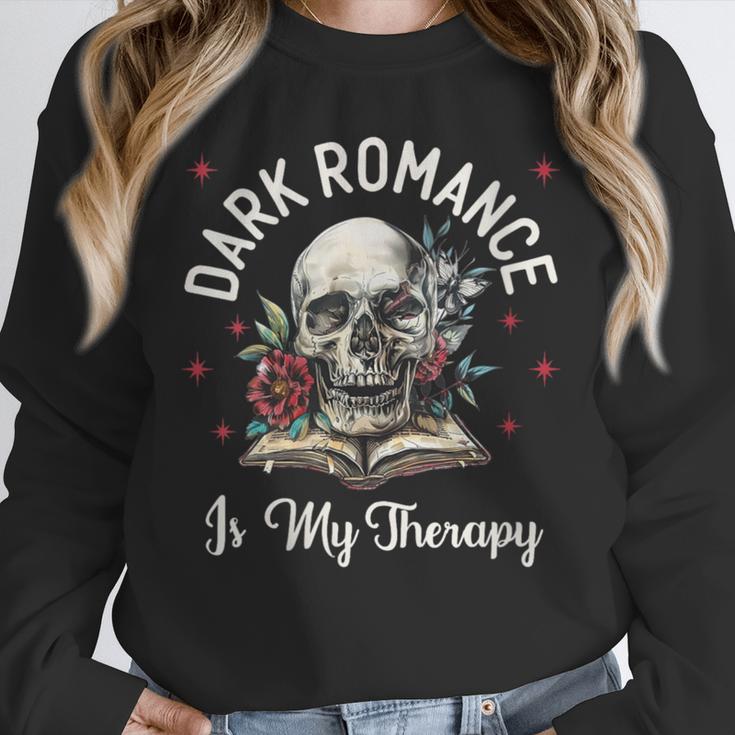 Dark Romance Is My Therapy Book Lover Merch Trigger Warning Unisex Sweatshirt