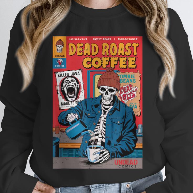 Dead Roast Coffee Comic Book Cover Style Skeleton Barista Unisex Sweatshirt