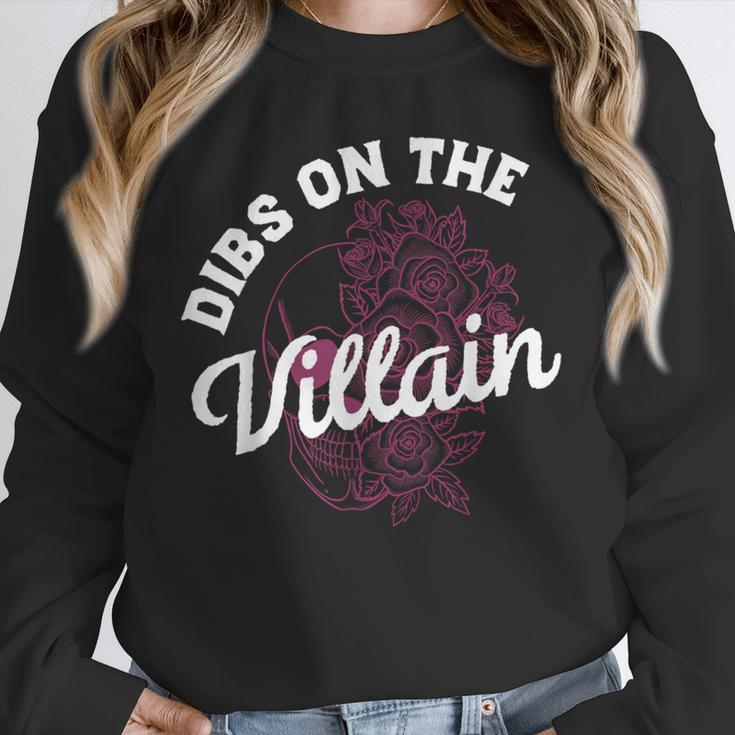 Dibs On The Villain Dark Romance Books Skeleton Morally Grey Unisex Sweatshirt