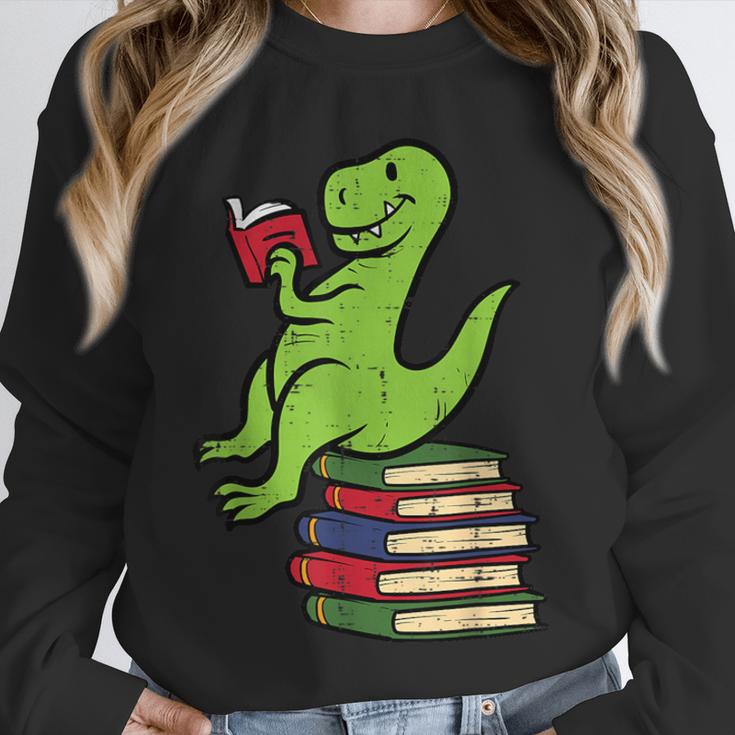 Dino Reading Read Reading Librarian Book Men Boys Kids Unisex Sweatshirt