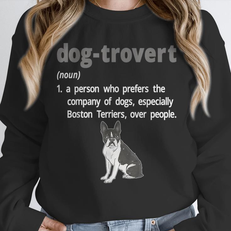 Dog-Trovert Boston Terrier Humor Definition Introvert Unisex Sweatshirt