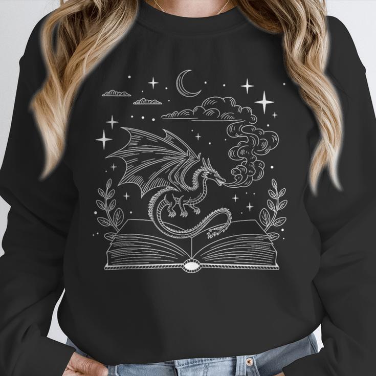 Dragon Flying Out Of Book Lover Bookworm Fantasy Novels Unisex Sweatshirt