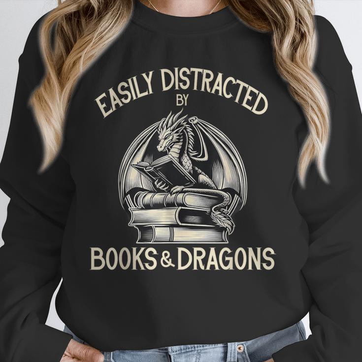 Easily Distracted By Books And Dragons Book Dragon Lover Unisex Sweatshirt Easily Distracted By Books And Dragons Book Dragon Lover Unisex Sweatshirt