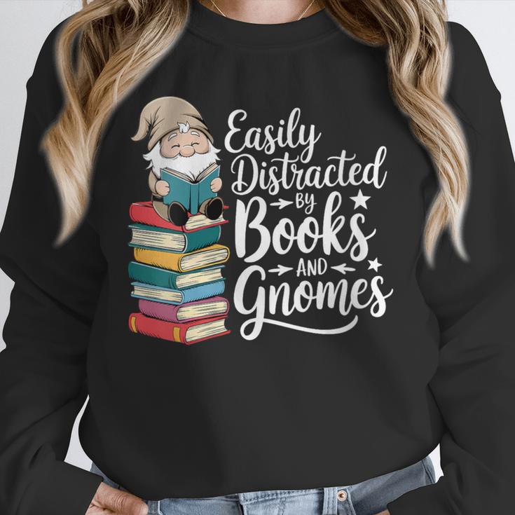 Easily Distracted By Books And Gnomes Unisex Sweatshirt