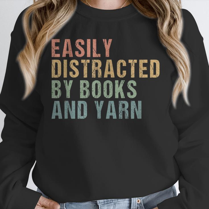 Easily Distracted By Books And Yarn Knitting & Crocheting Unisex Sweatshirt Easily Distracted By Books And Yarn Knitting & Crocheting Unisex Sweatshirt