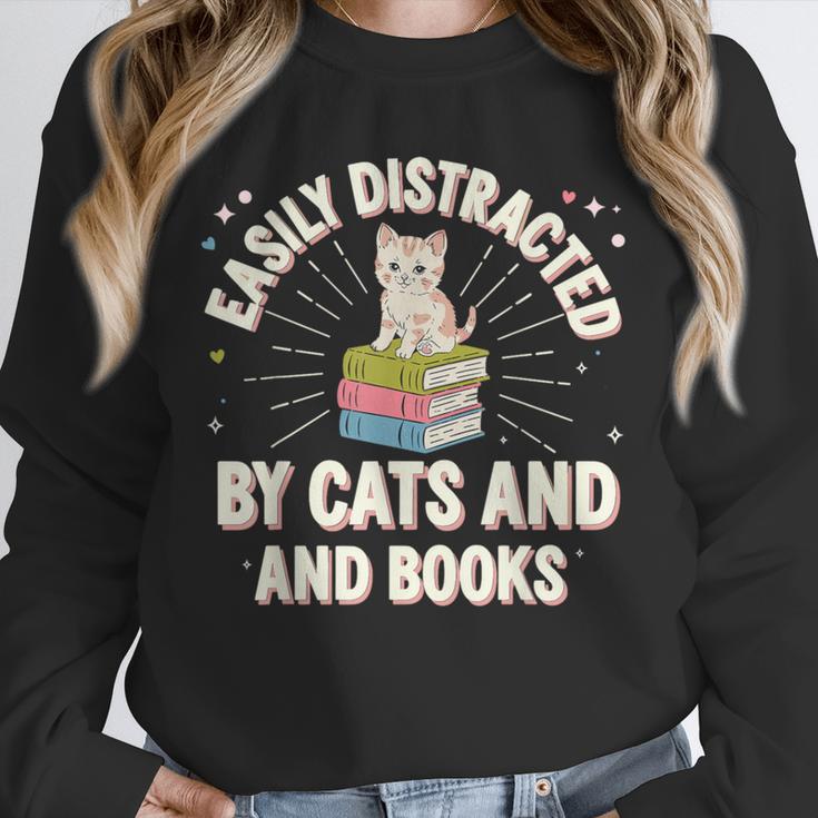 Easily Distracted By Cats & Books Tee Reader Book Worm Unisex Sweatshirt Easily Distracted By Cats & Books Tee Reader Book Worm Unisex Sweatshirt
