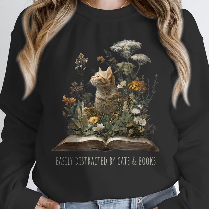 Easily Distracted By Cats And Books Unisex Sweatshirt