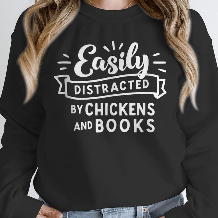 Easily Distracted By Chickens And Books Farm Unisex Sweatshirt