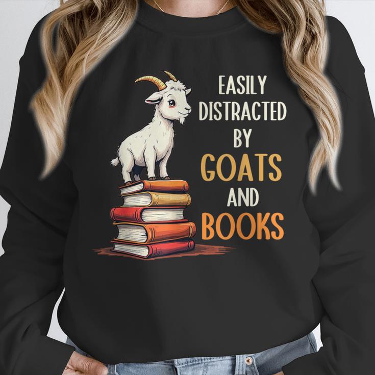 Easily Distracted By Goats And Books Goats And Book Reading Unisex Sweatshirt
