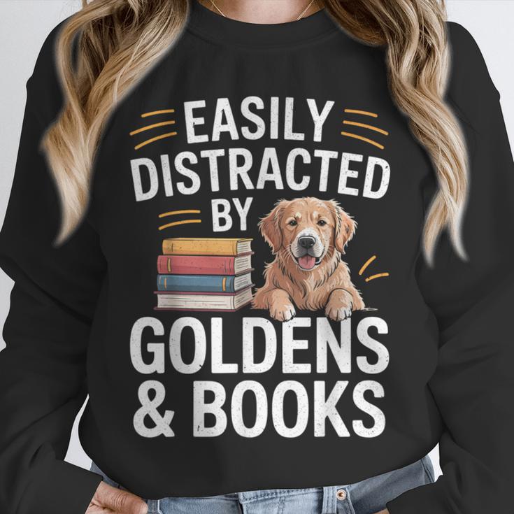 Easily Distracted By Goldens & Books Golden Retriever Dog Unisex Sweatshirt Easily Distracted By Goldens & Books Golden Retriever Dog Unisex Sweatshirt