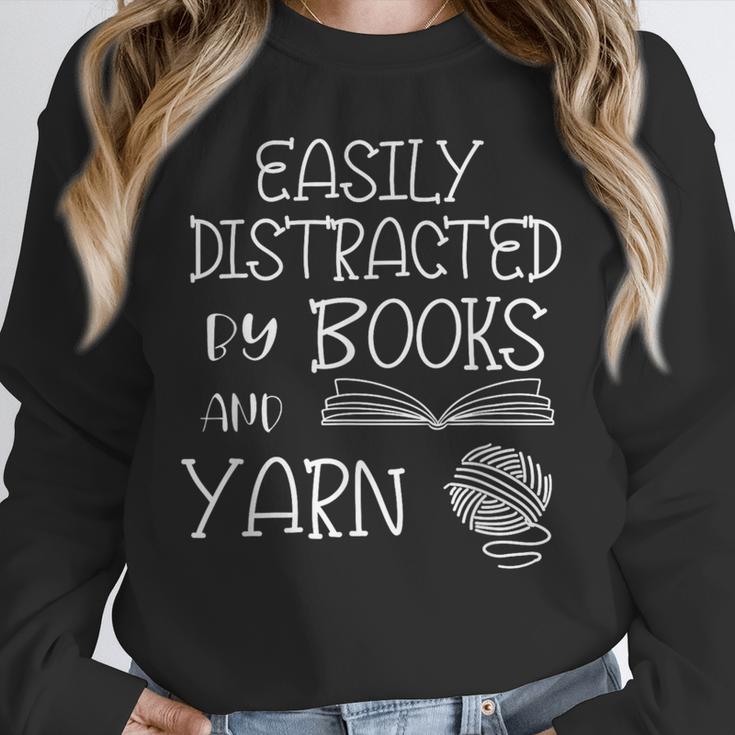 Easily Distracted By Knitting Books And Yarn Quote Reader Unisex Sweatshirt