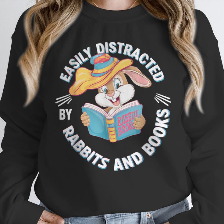 Easily Distracted By Rabbits And Books Reading Unisex Sweatshirt