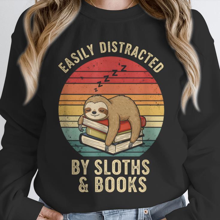 Easily Distracted By Sloths And Books Unisex Sweatshirt