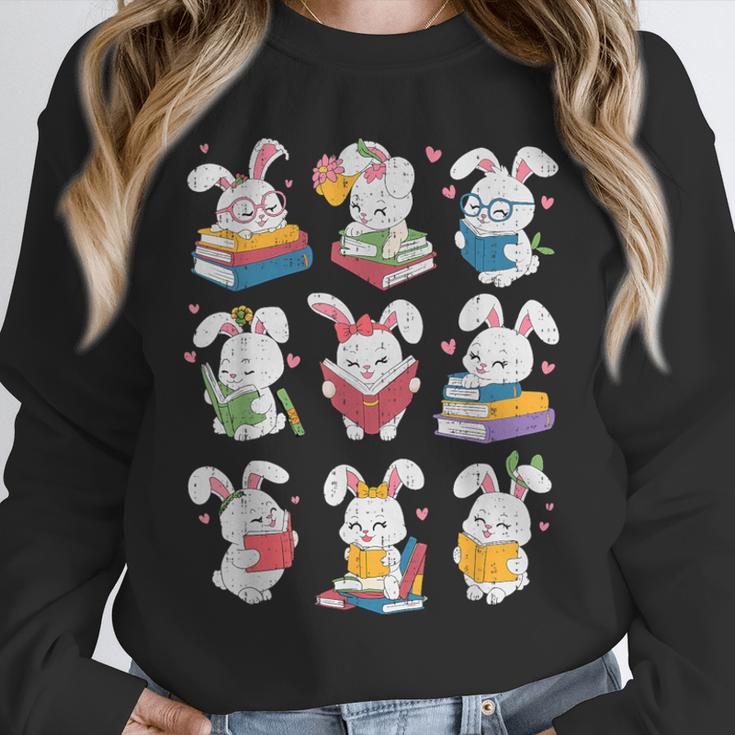 Easter Teacher Cute Bunny Reding Books Librarian Bookworm Unisex Sweatshirt