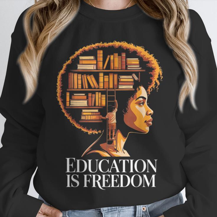 Education Is Freedom Afro Woman Book Illustration Unisex Sweatshirt
