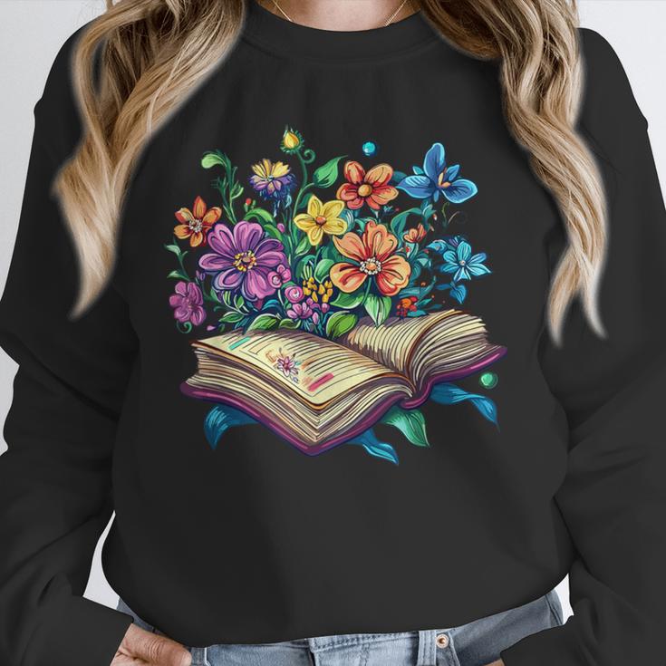 Enchanted Open Book With Blooming Flowers Unisex Sweatshirt