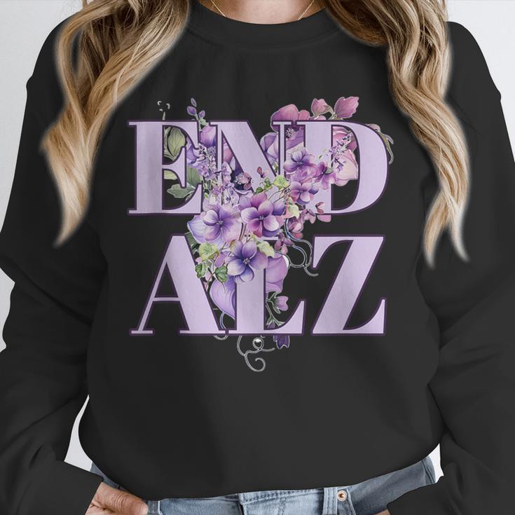 End ALZ Floral Dementia Memory Loss Alzheimer Awareness Unisex Sweatshirt