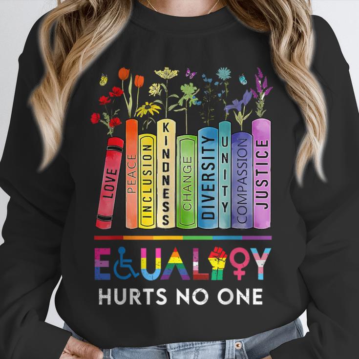 Equality Hurts No One Book Flower Rainbow Pride Month LGBTQ Unisex Sweatshirt