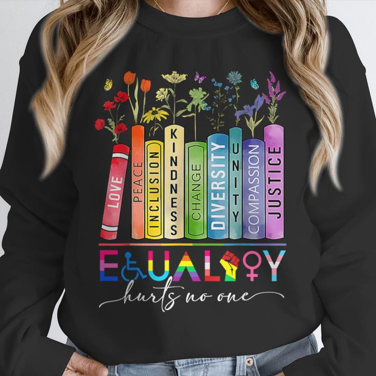 Equality Hurts No One Floral Books LGBTQ Gay Les Pride Month Unisex Sweatshirt