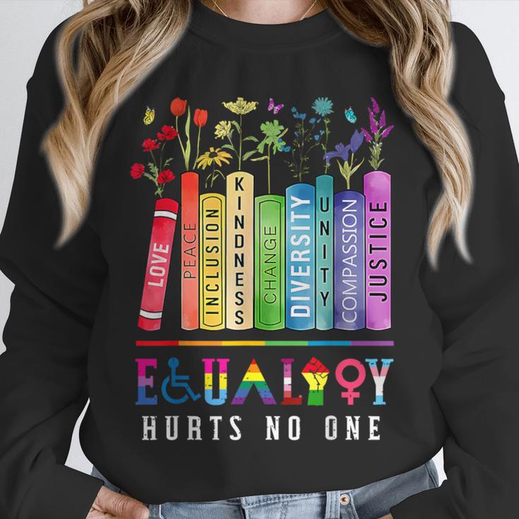 Equality Hurts No One Floral Books LGBTQ Pride Human Rights Unisex Sweatshirt