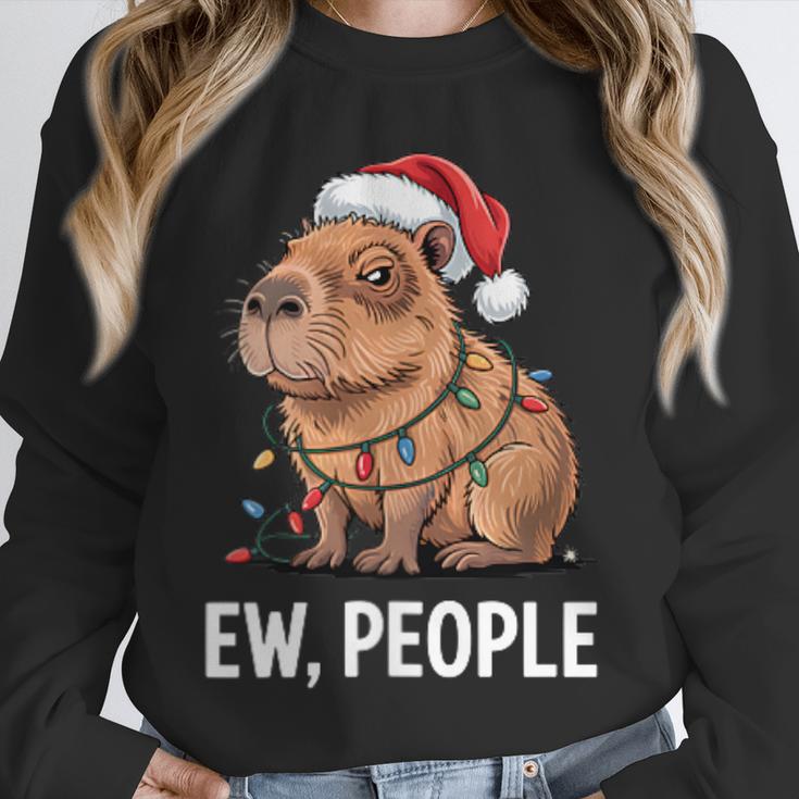 Ew People Capybara Christmas Lights Introvert Humor Unisex Sweatshirt