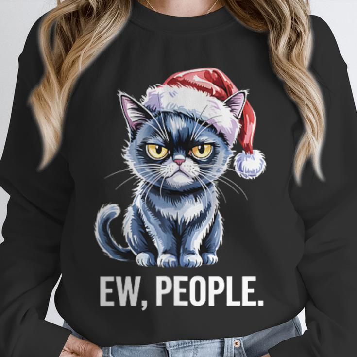 Ew People Cat Christmas Introvert Holiday Humor Unisex Sweatshirt