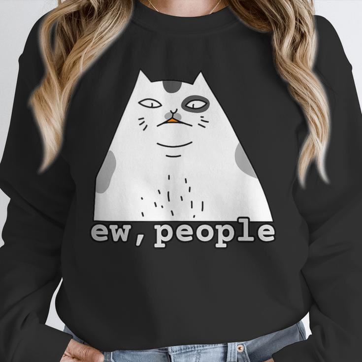 Ew People Introvert Sayings Sarcastic Cat Quote Unisex Sweatshirt