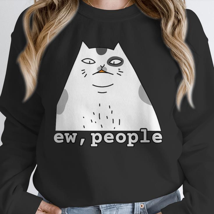 Ew People Introvert Sayings Sarcastic Cat Quote Unisex Sweatshirt