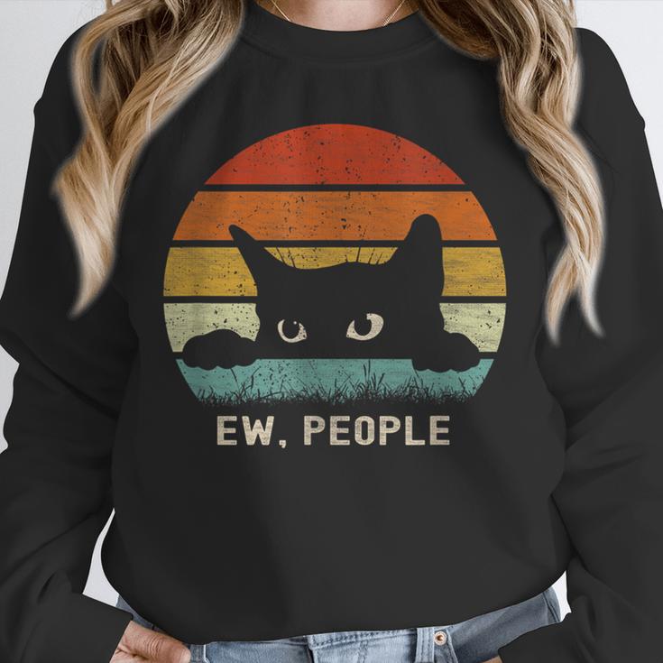 Ew People Retro Cat Cat Lover Introvert Unisex Sweatshirt
