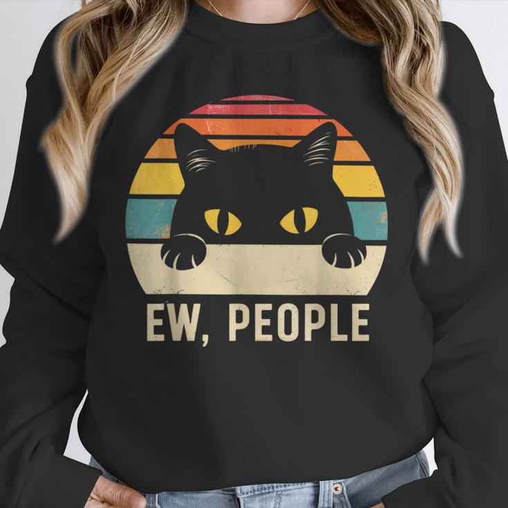 Ew People Retro Cat Vintage Anti-Social Introvert Unisex Sweatshirt