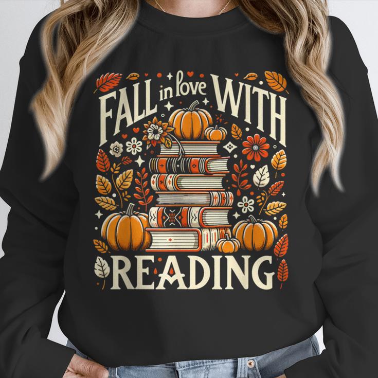Fall In Love With Reading Book Autumn Pumpkins And Teachers Unisex Sweatshirt