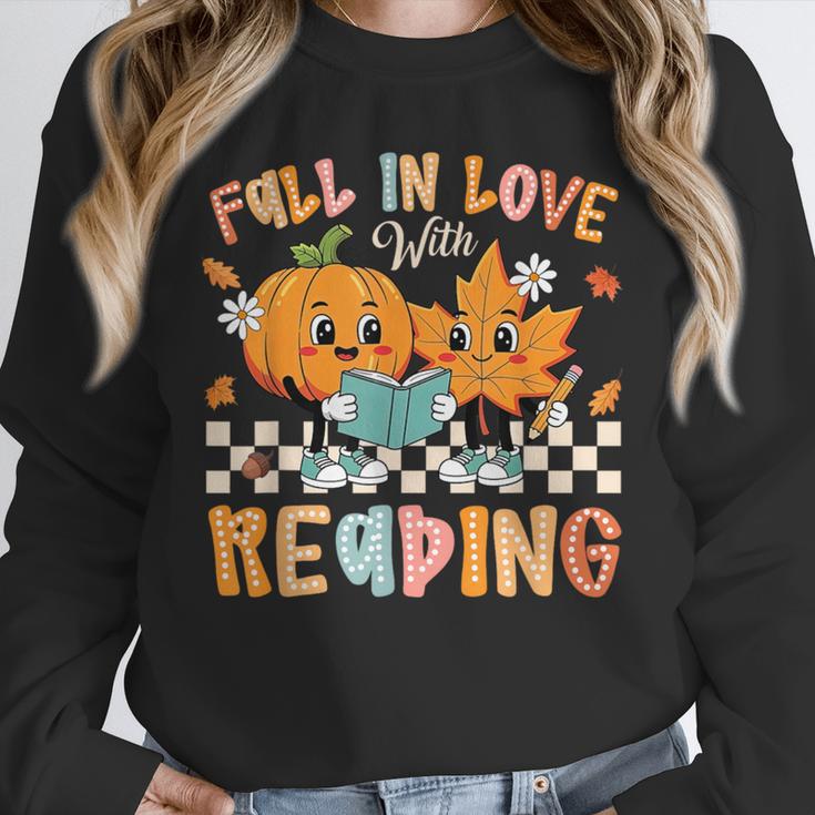 Fall In Love With Reading Thanksgiving Pumpkin Book Lover Unisex Sweatshirt
