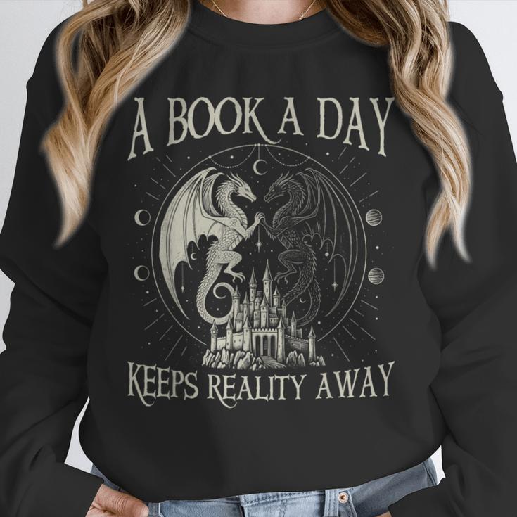 Fantasy Book Club Dragon Reader Book A Day Keep Reality Away Unisex Sweatshirt Fantasy Book Club Dragon Reader Book A Day Keep Reality Away Unisex Sweatshirt