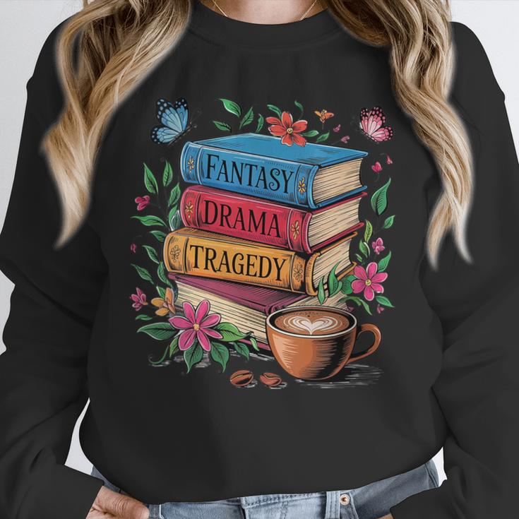 Fantasy Drama Tragedy Books Subtle Reader Librarian Flower Unisex Sweatshirt