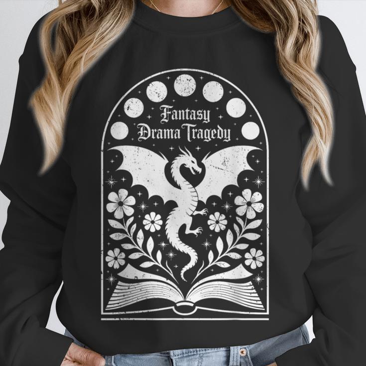 Fantasy Drama Tragedy Dragon Book Magic Gothic Moon Phases Unisex Sweatshirt Fantasy Drama Tragedy Dragon Book Magic Gothic Moon Phases Unisex Sweatshirt