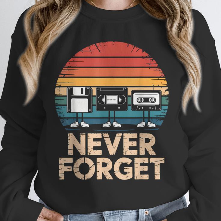 Floppy VHS Cassette Never Forget Retro 80s 90s Nostalgia Unisex Sweatshirt